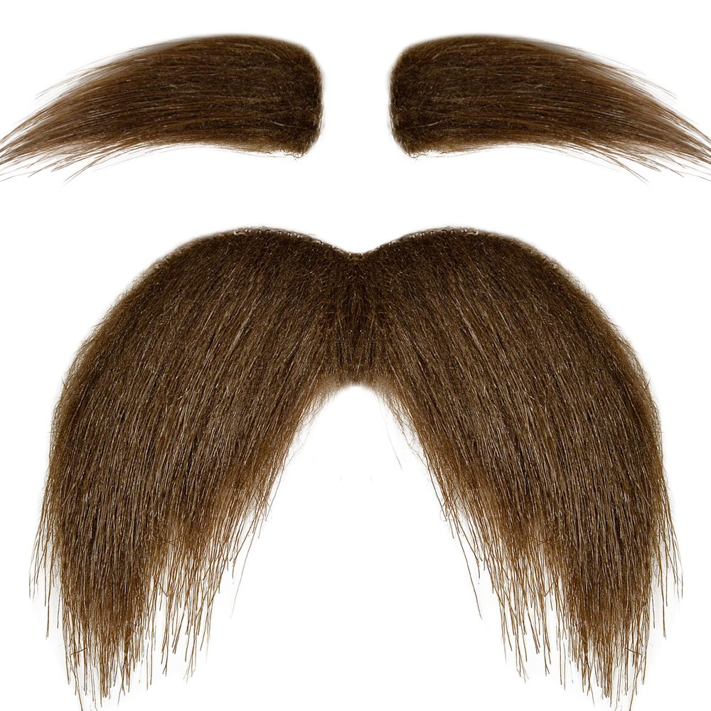 Itscolofy Mustache Self Adhesive and Eyebrows Set, Stick On Mustache Costume, Beard Material Novelty for Halloween Costume Festival Party (Brown)