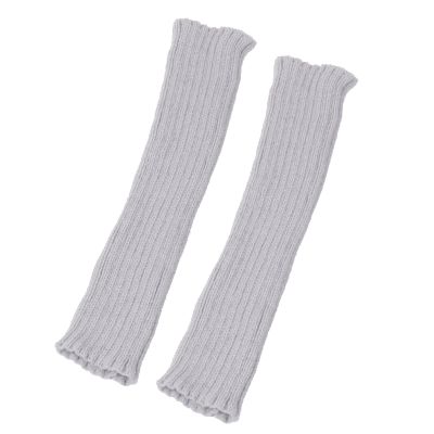 Knit Fingerless Gloves for Women, Thumbhole Warm Winter Arm Warmers Hand Warmers for Women Girls (Grey, One Size)