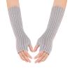 Knit Fingerless Gloves for Women, Thumbhole Warm Winter Arm Warmers Hand Warmers for Women Girls (Grey, One Size) view 4