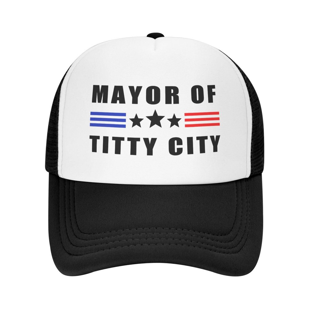 Mayor of Tittycity Hat Adjustable Mesh Baseball Cap Funny Trucker Hats for Men Women Black