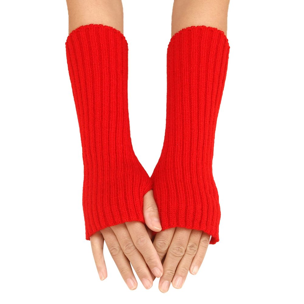 Arm Covers Cute Women Kawaii Japanese Arm Warmer for Girls Goth Gloves Fingerless Knitted Arm Sleeve (RD1, One Size)