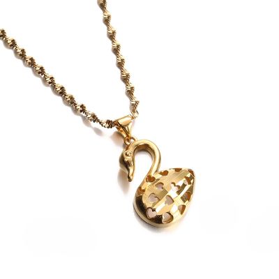 Huangshanshan Swan Heart Pendant Necklaces for Women Gold Color Jewelry