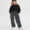Betusline Girl's High Waist Wide Leg Cargo Pants Y2K Parachute Pants with Pockets and Drawstring, Dark Gray, 13-14 Years = Tag 170 view 3