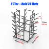 LZMZMQ Yoga Mat Holder Free Standing Home Gym Storage Rack, 5 6 7 Tier Portable Foam Roller Workout Equipment Organizer Cart, for Studio Clubs Schools Garage, Black White Gold Metal(White,6 Layer) view 2