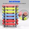 LZMZMQ Yoga Mat Holder Free Standing Home Gym Storage Rack, 5 6 7 Tier Portable Foam Roller Workout Equipment Organizer Cart, for Studio Clubs Schools Garage, Black White Gold Metal(White,6 Layer) view 4