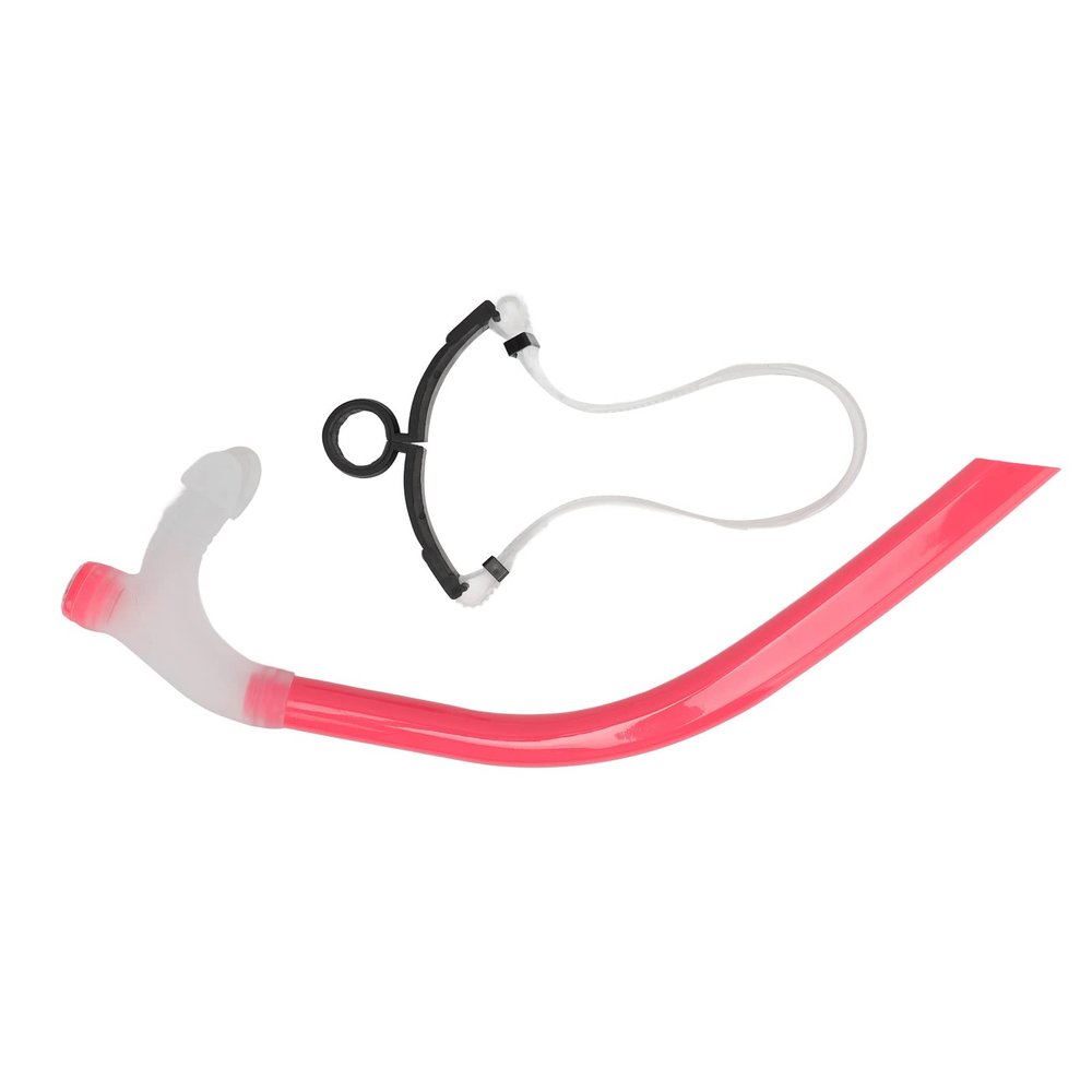 Swimming Snorkel for Swimming Laps, Swim Snorkel Adjustable Head Brace Hydrodynamic Tube Shape Reduced Drag Silicone Nozzle, Swim Snorkel for Lap Swimming Adult for Snorkeling (Transparent Pink)