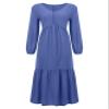 Geleglaer Maxi Dress for Womens Tiered Button Boho Dress Casual Long Sleeve Cotton Linen Fall Dress with Pockets view 4