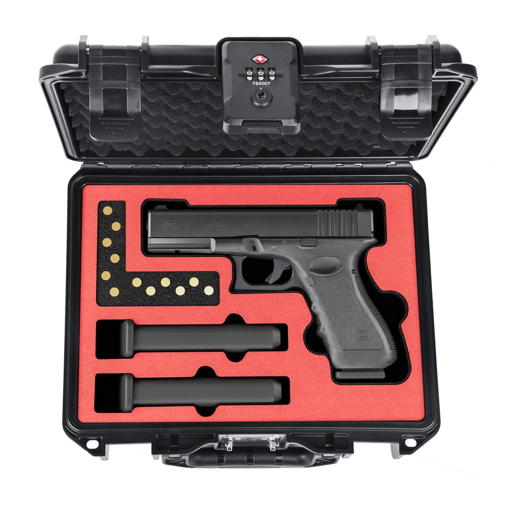 Kinghardcase Lockable TSA Handgun Case for Glock-TSA Approved Firearm Travel Case with Built-In TSA Lock, Waterproof Pistol Case, Gun Case for GLOCK G17/G19/G43/G20/G21/G22/G23/G31/G32/G37/G38/G45