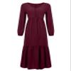 Geleglaer Cotton Maxi Dress for Womens Long Sleeve Linen Fall Dress Casual Tiered Button Boho Dress with Pockets view 4