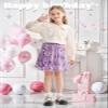 Rolanko Girls Sequin Skirt Elastic Waist Glitter Sparkly Skirt with Lining Shiny Skort for Kids Party Dance (Purple, 12-14) view 3