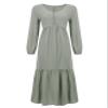 Geleglaer Maxi Dress for Womens Tiered Button Boho Dress Casual Long Sleeve Cotton Linen Fall Dress with Pockets view 4