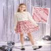 Rolanko Girls Sequin Skirt Elastic Waist Glitter Sparkly Skirt with Lining Shiny Skort for Kids Dance Party (Pink, 6-7) view 2