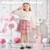 Rolanko Girls Sequin Skirt Elastic Waist Glitter Sparkly Skirt with Lining Shiny Skort for Kids Dance Party (Pink, 8-10) view 4
