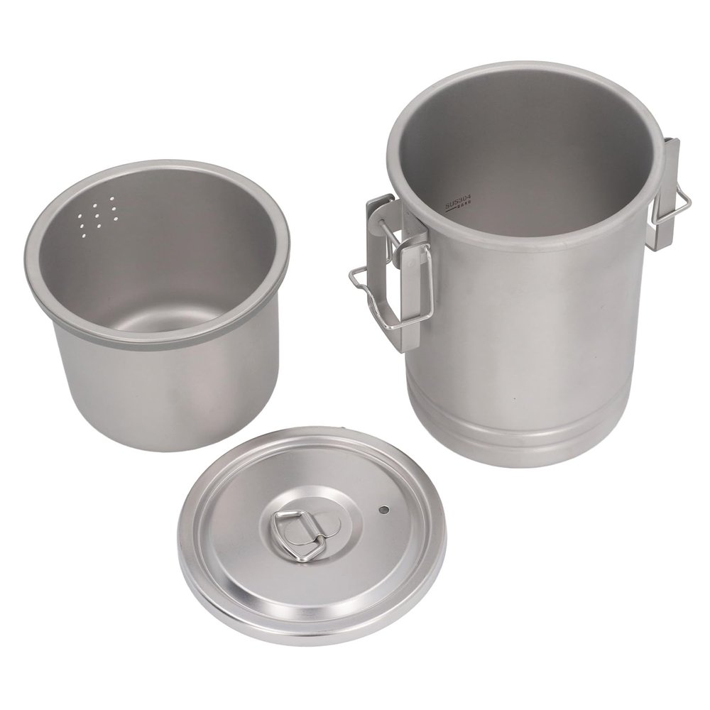 Camping Cookware Set, Portable Camping Pot with Lid, Stainless Steel Steaming and Boiling Camping Pot, Outdoor Cooking Pot Cookware for Outdoors Indoors Kitchen Campfire