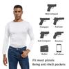 NELKBI Holster Shirt for Men Concealed Carry, Crew Neck, White, All-Day-Comfort Easy Breath Compression Shirt view 2