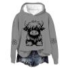 bawilom Highland Cow Hoodies for Women Cute Funny Graphic Sweatshirt Cowgirl Long Sleeve Plus Size Oversized Pullover Tops Gray view 1