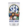 Gametime Sidekicks SEC 20oz White Tumbler - Officially Licensed, 18/8 Stainless Steel, Double-walled, Vacuum-insulated, UV LED Printed Logos - Mascot view 1