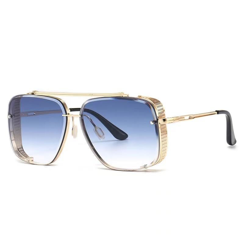 Oversized Steampunk Square Pilot Sunglasses for Men Women Outdoor Shades Glasses (Gradient blue)