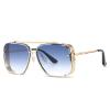 Oversized Steampunk Square Pilot Sunglasses for Men Women Outdoor Shades Glasses (Gradient blue) view 1