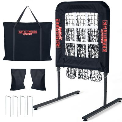 9 Hole Pitching Net with Strike Zone, Baseball Pitching Target, Softball Pitching Net, Portable Pitcher Training Equipment Height AdjustableBlack Pro