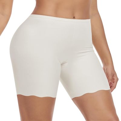 AugYew Slip Shorts for Under Dresses Women Soft Seamless Anti Chafing Boyshorts Cooling Panties for Under Skirts,White,XL