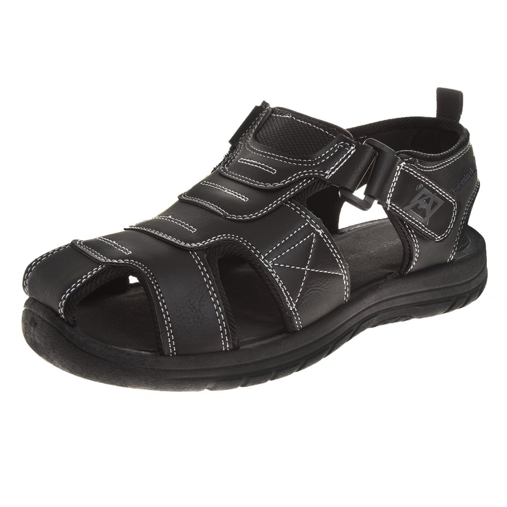 Avalanche Mens Closed Toe Sandals Adjustable Strap - Waterproof Fisherman Sandal Summer Beach Water shoe - Midnight Black (size 8 Adults)