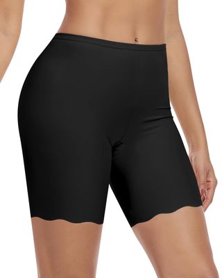 AugYew Slip Shorts for Under Dresses Women Soft Seamless Anti Chafing Boyshorts Cooling Panties for Under Skirts,Black,XXL