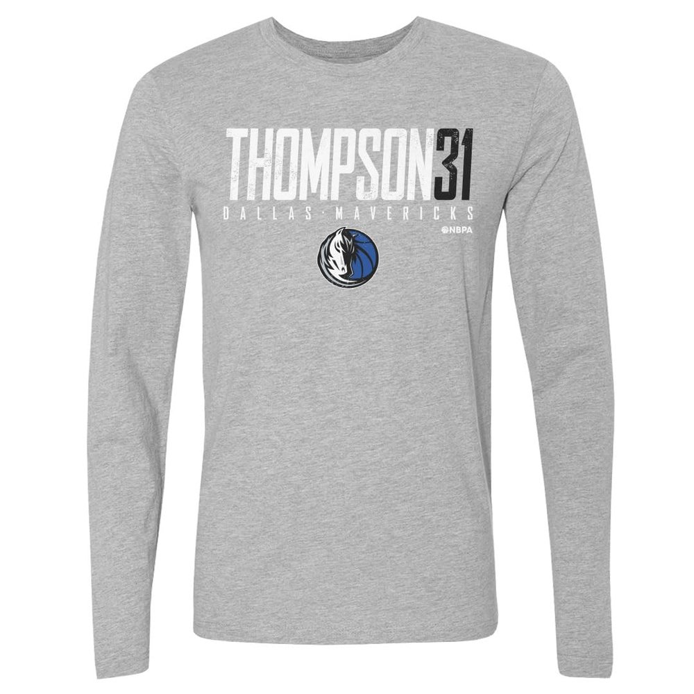 500 LEVEL Klay Thompson Dallas Mavericks Long Sleeve Shirt - Klay Thompson Dallas Mavericks Elite WHT (Heather Gray, XX-Large)