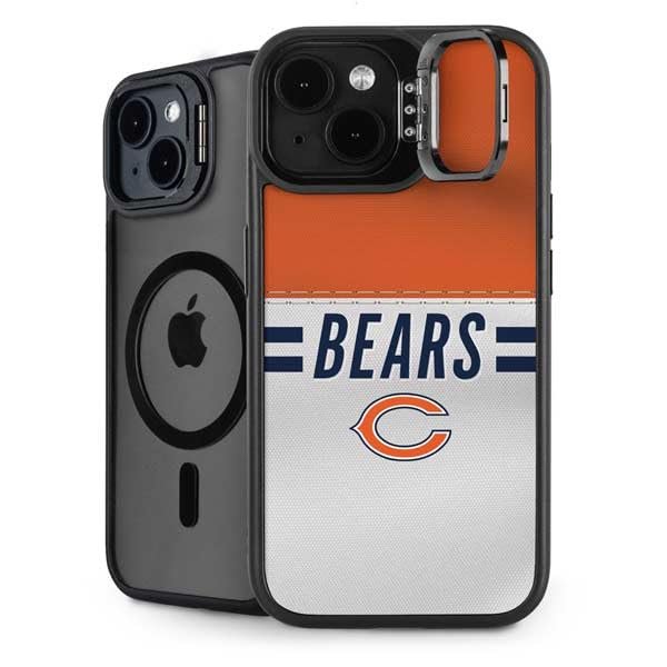 Skinit Kickstand Phone Case Compatible with iPhone 14 Plus - Officially Licensed NFL Chicago Bears White Striped Design