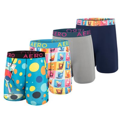 AEROPOSTALE Mens Boxer Briefs 4 Pack Poly Spandex Performance Boxer Briefs Underwear(Multicolored/Multicolored/Navy/Heather, Medium)