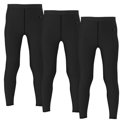 Essenclo Boys Compression Pants Leggings Tights Youth Athletic 3 Piece Base Layer Gear for Kids Sports, Football, Soccer - E2300 - Black - 9-10