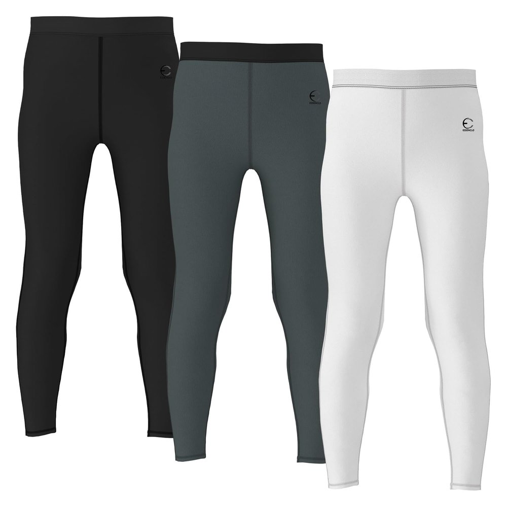Essenclo Boys Compression Pants Leggings Tights Youth Athletic 3 Piece Base Layer Gear for Kids Sports, Football, Soccer - E2300 - BGW - 3-4
