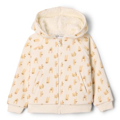 Amazon Essentials x Sofia Grainge Unisex Babies' Zip Hoodie Sweatshirt, Ivory Taupe Rabbits, 4T