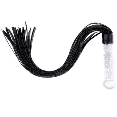 VFOX Flogger for Adult Bedroom Play Horse Riding Whip 27.5 inch Faux Leather Glass Handle