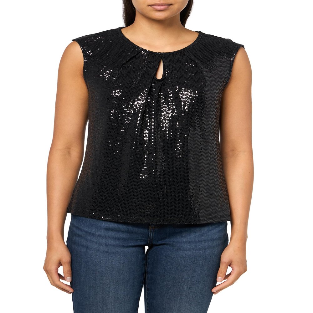 Shine DOT Extended Shoulder Keyhole CAMI Black/Black