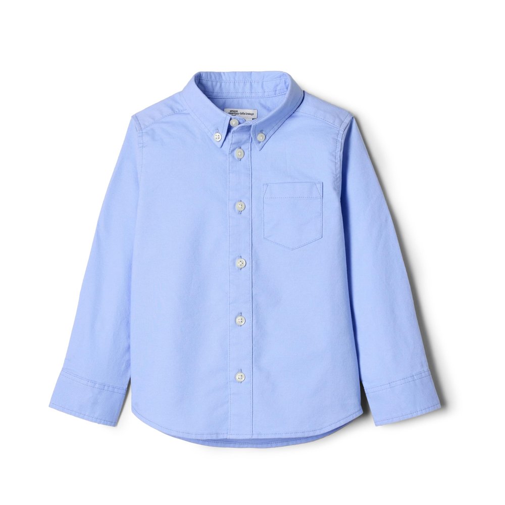 Amazon Essentials x Sofia Grainge Baby Boys' Stretch Oxford Collar Shirt, Powder Blue, 24 Months