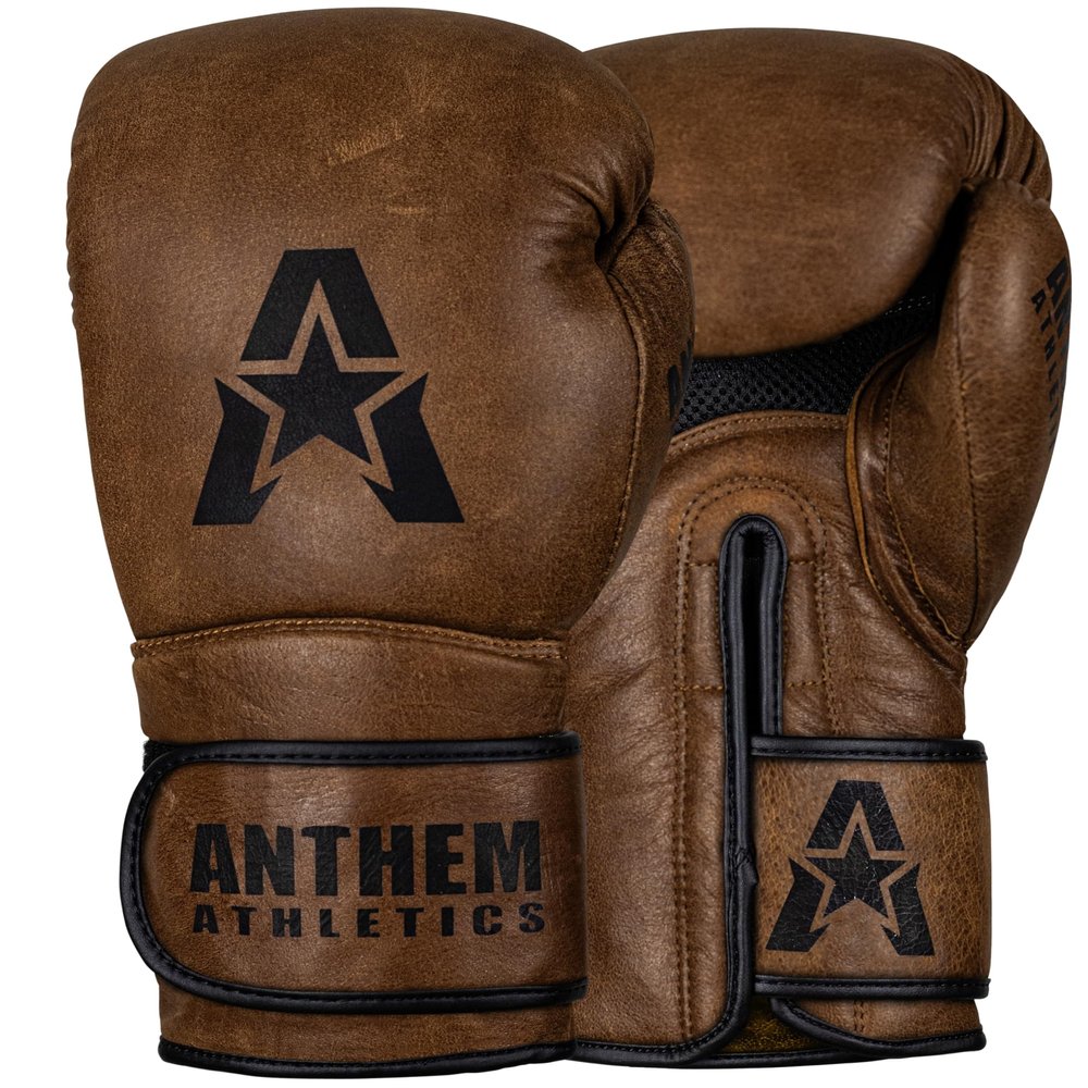 Anthem Athletics Stormbringer Full Grain Leather Boxing Gloves 16 oz Men & Women Muay Thai Gloves Kickboxing Gloves Available As 12 oz 14 oz or 16 oz Boxing Gloves - Vintage Caramel - 14 oz.