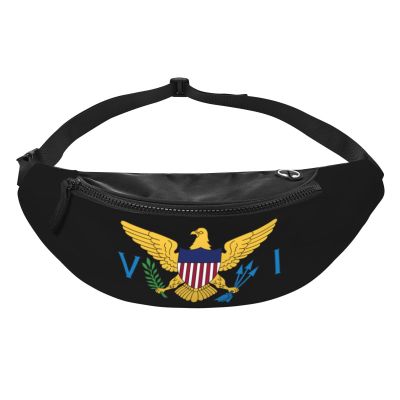 ODSLFHJD Coat Of Arms Of Virgin Islands National Emblem Fanny Pack Daypack Crossbody Waist Bag For Travel Sports Running Hiking, Black