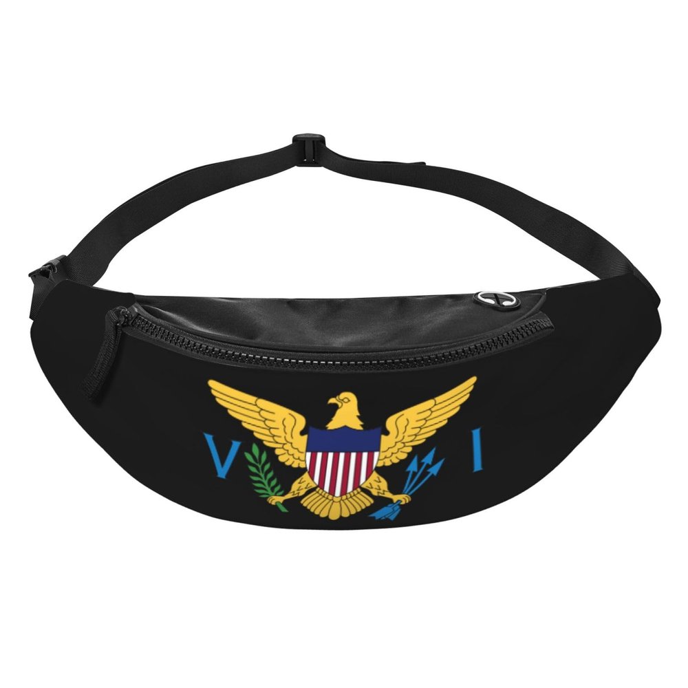 ODSLFHJD Coat Of Arms Of Virgin Islands National Emblem Fanny Pack Daypack Crossbody Waist Bag For Travel Sports Running Hiking, Black