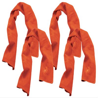 Ergodyne Chill Its 6602 Cooling Towel, Long Lasting Cooling Relief Orange 29.50" x 13.00" (Pack of 4)