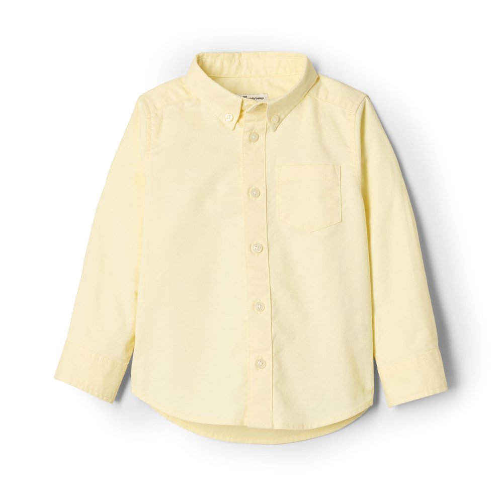 Amazon Essentials x Sofia Grainge Toddler Boys' Stretch Oxford Collar Shirt, Butter Yellow, 4T
