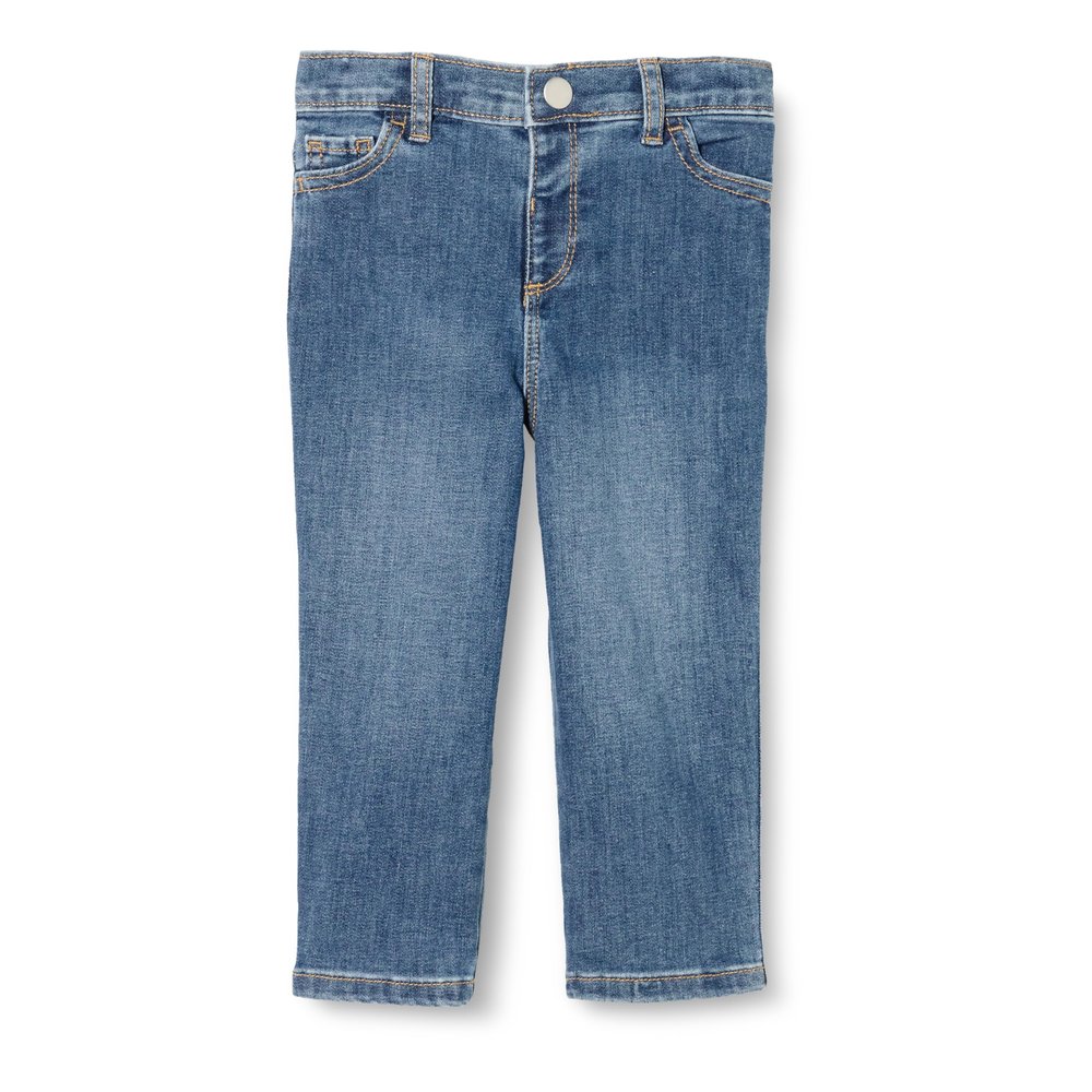 Amazon Essentials x Sofia Grainge Baby Boys' Straight Fit Jeans, Medium Indigo Wash, 18 Months