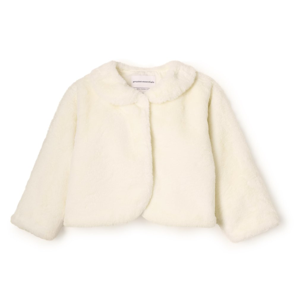 Amazon Essentials x Sofia Grainge Toddler Girls' Faux Fur Jacket, Ivory, 4T