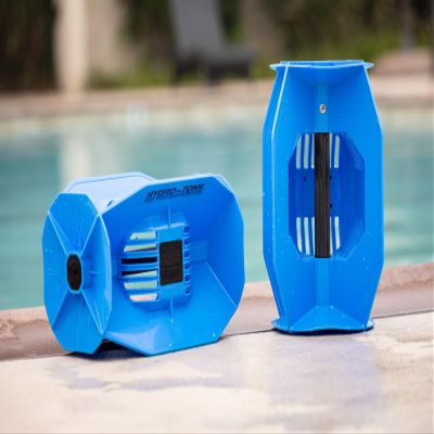 Hydro Tone - HYDRO-BELL Pool Exercise Dumbbells Pair | Water Weights | Functional Strength Training in the Pool | Quick Start Guide (Blue)