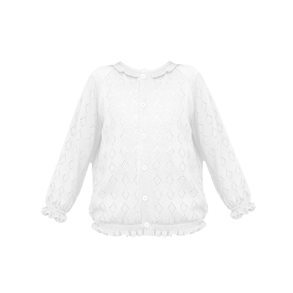 Boys Girls Toddler Cardigan Sweater Fall Winter Solid Color Hollow Knitted Jacket Party Birthday (White, 4-5 Years)
