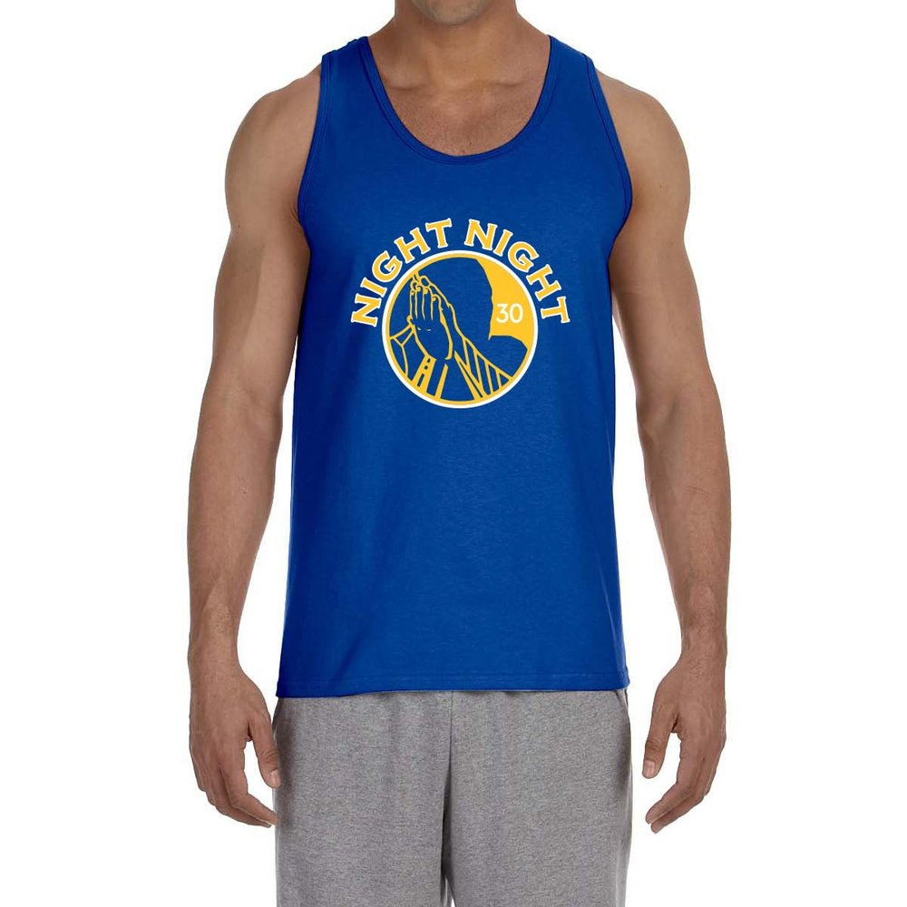 Tenacious Tops Blue Steph Curry Night Night Logo Tank Top Adult Medium