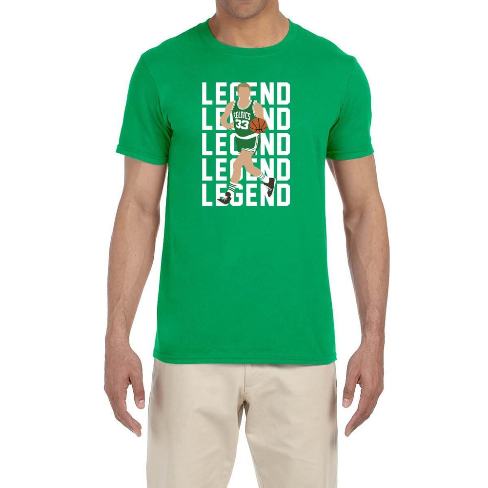 Black Larry Bird Larry Legend Text Pic T-Shirt Youth Large