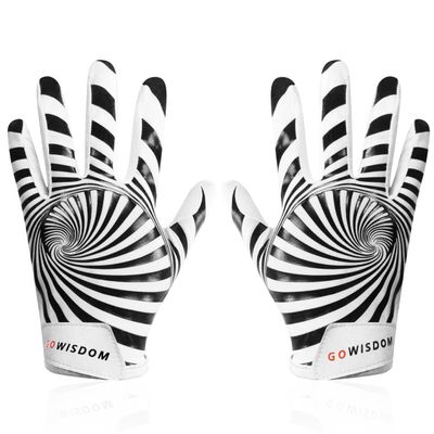 hisptgo Kids Football Gloves Ultra-Sticky Receiver Glove for Kids with Enhanced Grip and Protection, Football Gloves Youth Boys 8-12, Spiral White