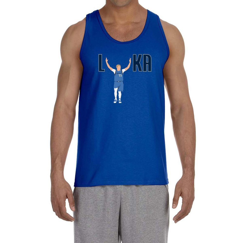 Blue Luka Doncic Celebration Pic Tank Top Adult XL