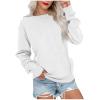 FOCLMP Women Solid Colors Crewneck Sweatshirts Long Sleeve Pullover Tops No Hood Cute Sweatshirt Comfort Sweaters 2024 Sweatshirt for Women Lightweight White Xx-Large view 1